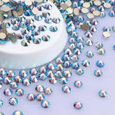 Tanzanite AB Glass Flat Back Glue-On Rhinestones 16 Cut Facets In Bulk WholesaleRhinestone